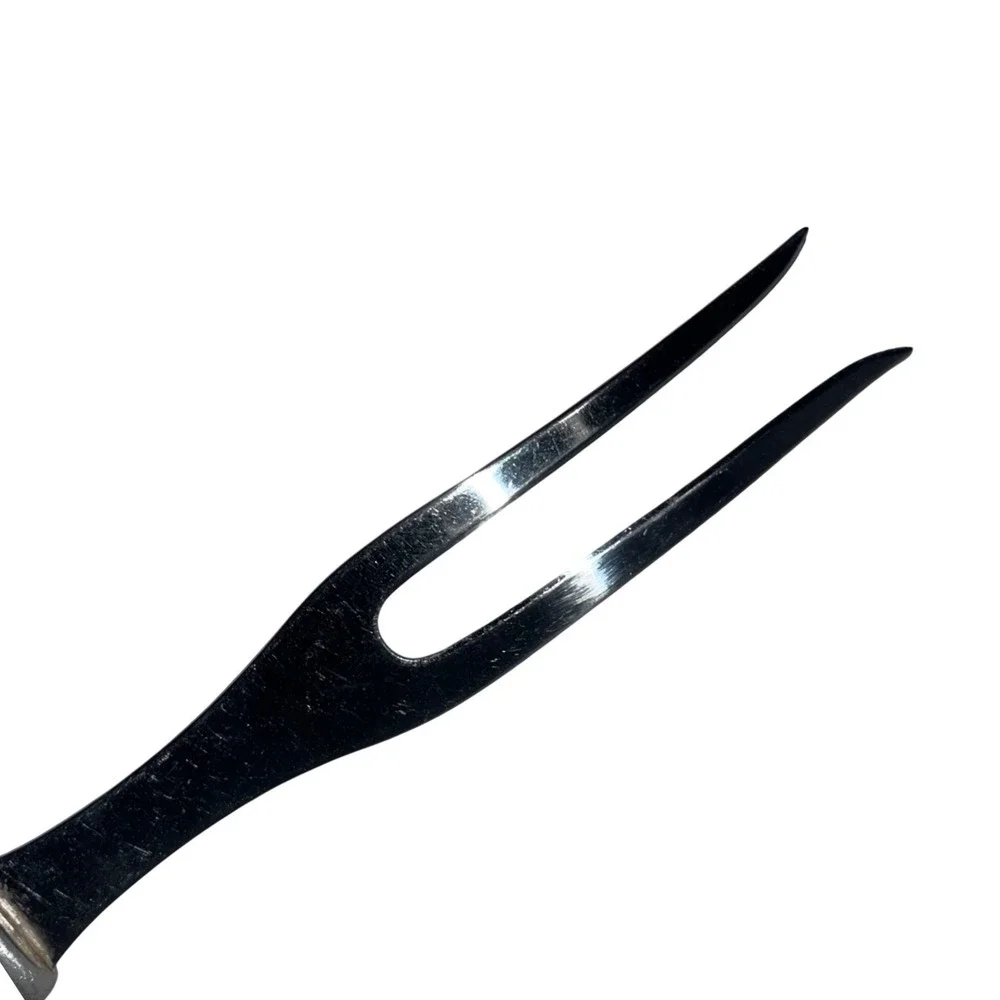 Vintage | Stainless USA | Carving Fork‎ | Plastic Yellow Handle Kitchen | FLAW